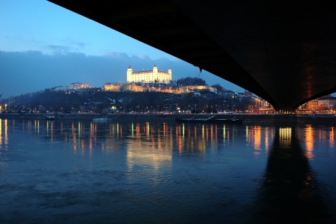 Under the New Bridge - 'Novy Most' in Bratislava, Slovakia 